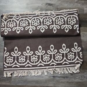 Pottery Barn Kids Brown and Cream Floral Rug